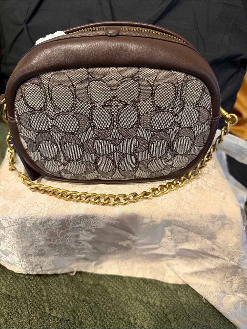 Coach Brown Signature Canvas Turnlock Crossbody - Picture 4 of 5